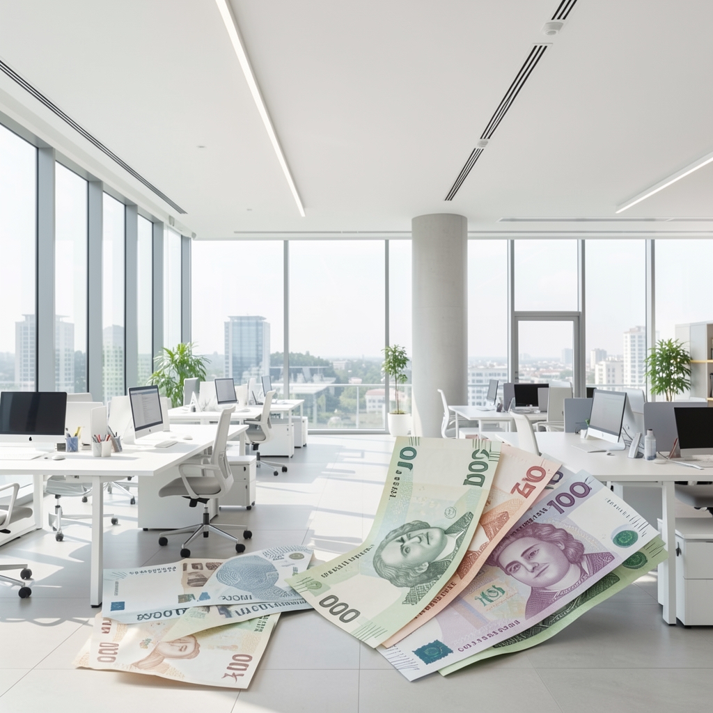 Türkiye Merkez Bankası binasının önünde Türk Lirası ve döviz sembolleri, para politikası analizi konsepti